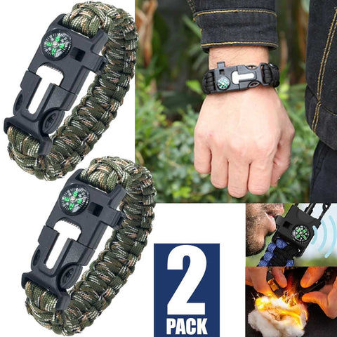 2Pack Camping Equipment Emergency Survival Outdoor Multitools Bracelet