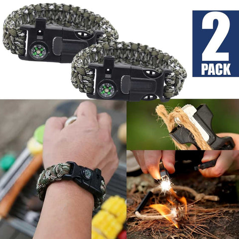 2Pack Camping Equipment Emergency Survival Outdoor Multitools Bracelet