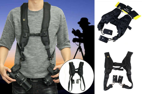 Camera carry bag Double Shoulder Strap Canon, Nikon, Sony and DSLR SLR Cameras