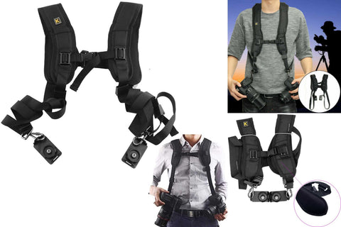 Camera carry bag Double Shoulder Strap Canon, Nikon, Sony and DSLR SLR Cameras