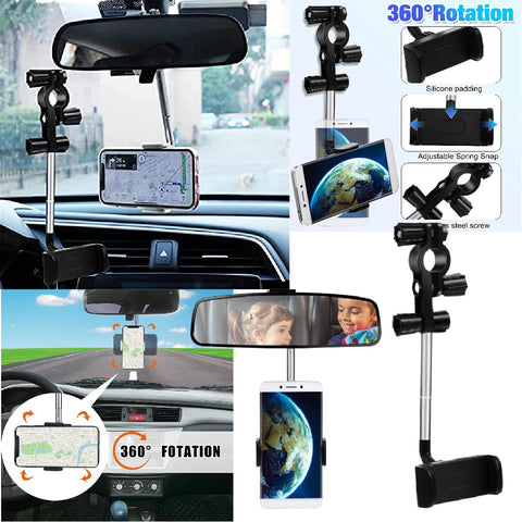 Universa Phone Mount for Car 360°Rotatable Retractable Car Phone Holder (White)