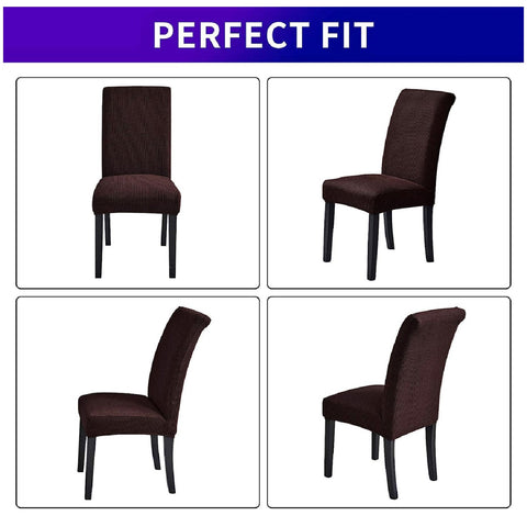 6Pcs Stretch Spandex Dining Room Chair Covers -  Brown