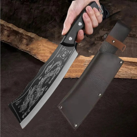 Dragon Slayer Machete Knife with Leather Knife Sheath outdoor