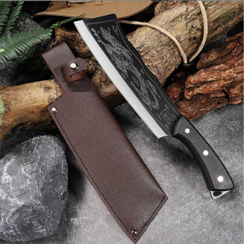 Dragon Slayer Machete Knife with Leather Knife Sheath outdoor