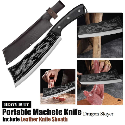 Dragon Slayer Machete Knife with Leather Knife Sheath outdoor