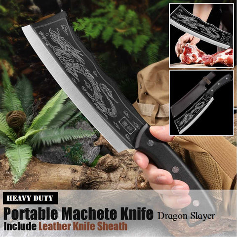 Dragon Slayer Machete Knife with Leather Knife Sheath outdoor