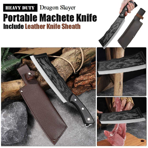 Dragon Slayer Machete Knife with Leather Knife Sheath outdoor