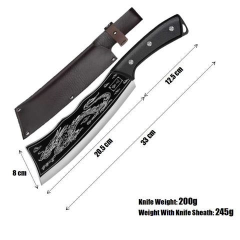 Dragon Slayer Machete Knife with Leather Knife Sheath outdoor