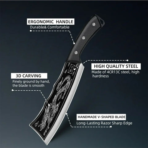 Dragon Slayer Machete Knife with Leather Knife Sheath outdoor