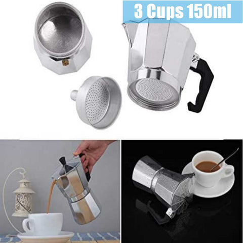 Aluminium Casa Barista Classic 3 Cup Espresso Maker 150ml Moka Pot Coffee Maker