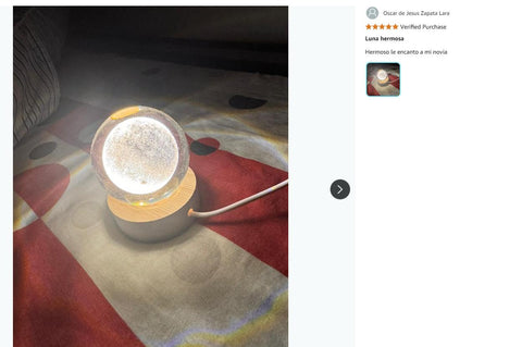 3D Saturn Crystal Ball Night Light Lamp LED Table Lamp Wooden Base