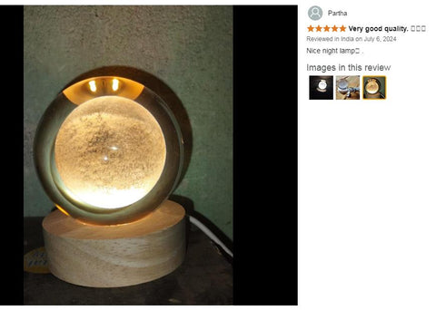3D Saturn Crystal Ball Night Light Lamp LED Table Lamp Wooden Base