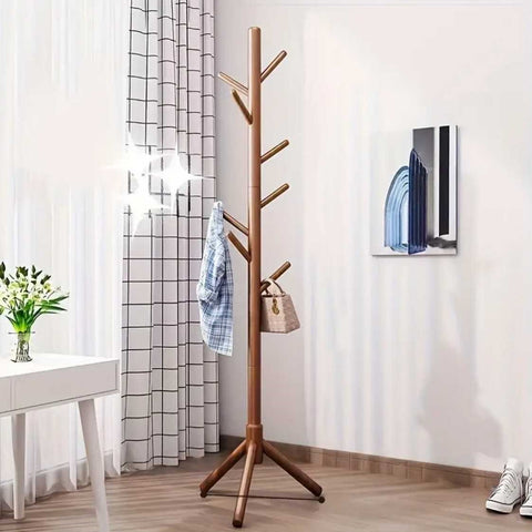 Wood Freestanding Coat Rack Clothes Hanger Stand