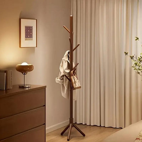 Wood Freestanding Coat Rack Clothes Hanger Stand
