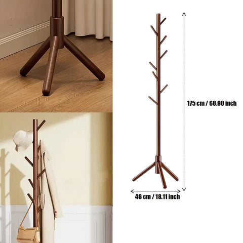 Wood Freestanding Coat Rack Clothes Hanger Stand