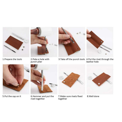 Leather Craft Metal Snap Fasteners Buttons Kit Leather Hole Puncher DIY Tools