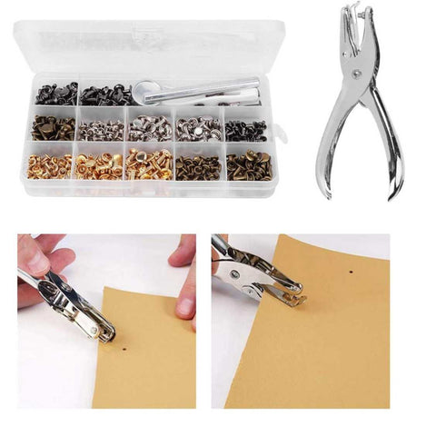 Leather Craft Metal Snap Fasteners Buttons Kit Leather Hole Puncher DIY Tools