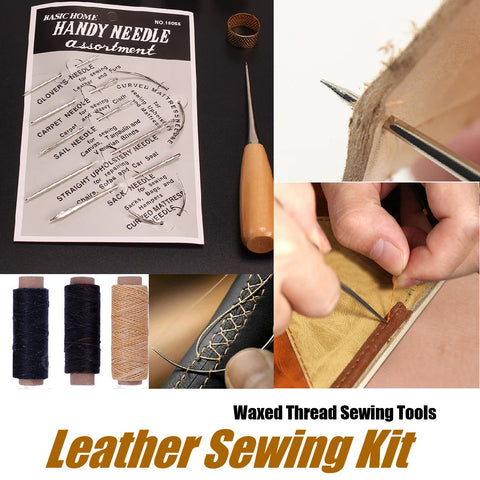 Leather Stitching Sewing Kit Waxed Thread Craft DIY Sewing Cords Leather Working