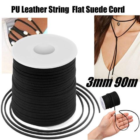 Craft DIY PU Leather Cord Lace Necklaces Bracelets Jewellery Craft Making Black