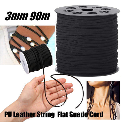 Craft DIY PU Leather Cord Lace Necklaces Bracelets Jewellery Craft Making Black