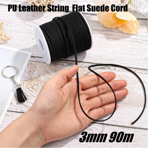 Craft DIY PU Leather Cord Lace Necklaces Bracelets Jewellery Craft Making Black