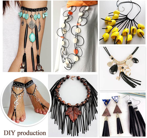 Craft DIY PU Leather Cord Lace Necklaces Bracelets Jewellery Craft Making Black