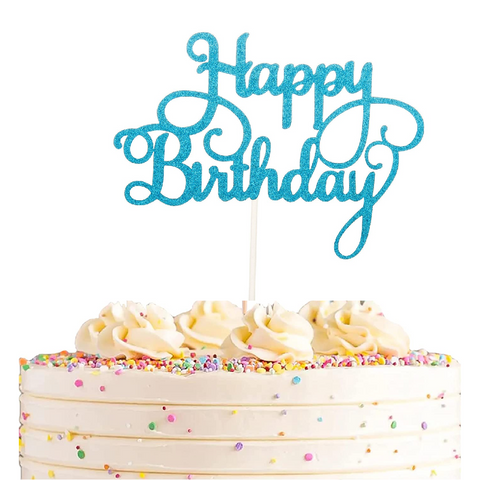 Happy Birthday Cake Topper Cake Decoration - Blue