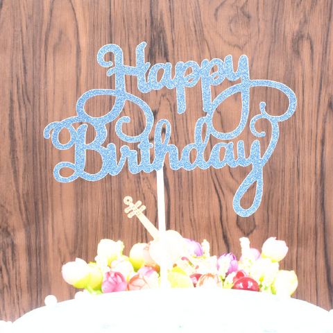 Happy Birthday Cake Topper Cake Decoration - Blue