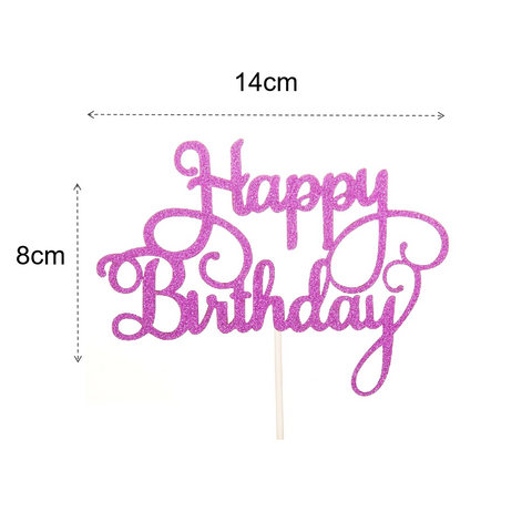 Happy Birthday Cake Topper Cake Decoration - Pink