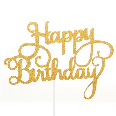 Happy Birthday Cake Topper Cake Decoration - Gold