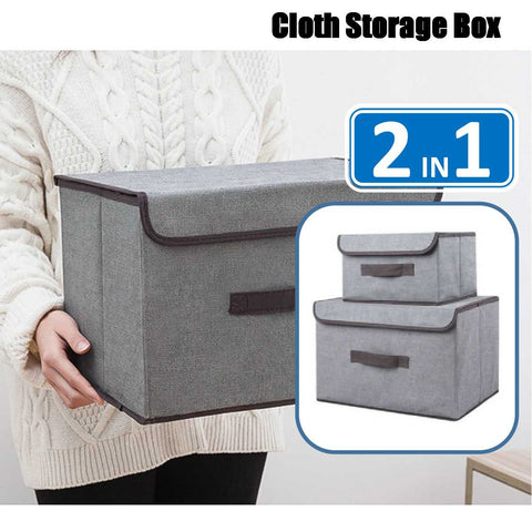 2Pack of Collapsible Closet Storage Containers Lids Fabric Storage Bins Boxe