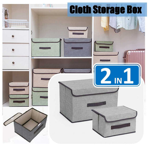 2Pack of Collapsible Closet Storage Containers Lids Fabric Storage Bins Boxe