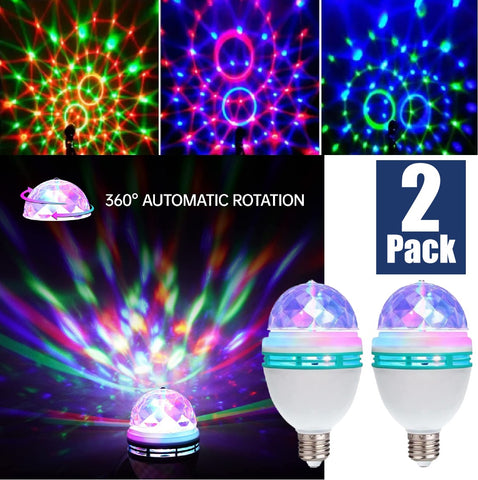 2Pack Rotating Magic Ball Light Party Disco Lights Ball LED Stage Light