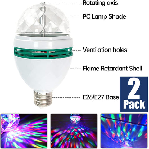 2Pack Rotating Magic Ball Light Party Disco Lights Ball LED Stage Light