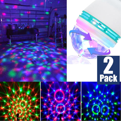 2Pack Rotating Magic Ball Light Party Disco Lights Ball LED Stage Light