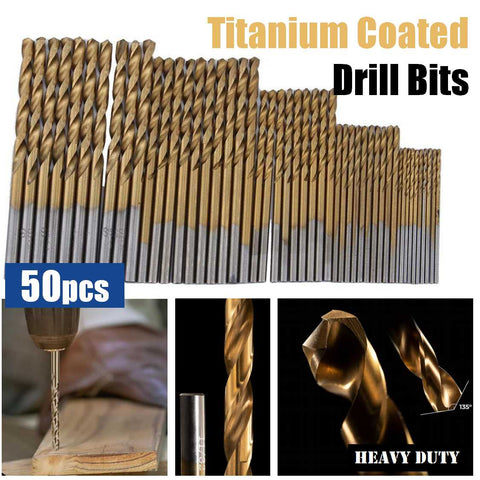 50Pcs High Speed Steel HSS Titanium Coated Twist Bits 1mm 1.5mm 2mm 2.5mm 3mm