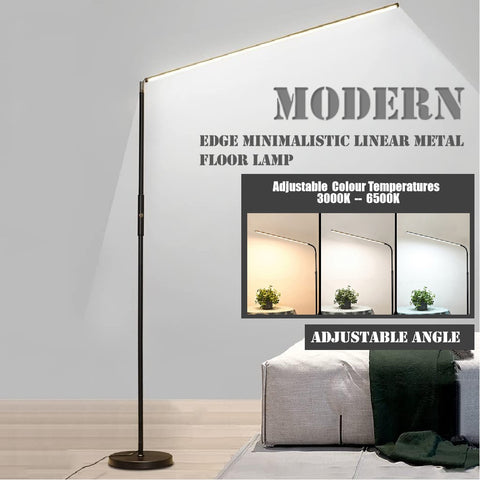 Modern Standing Tall Edge Minimalistic Linear Metal Floor Lamp