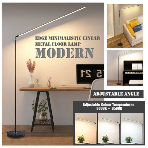 Modern Standing Tall Edge Minimalistic Linear Metal Floor Lamp