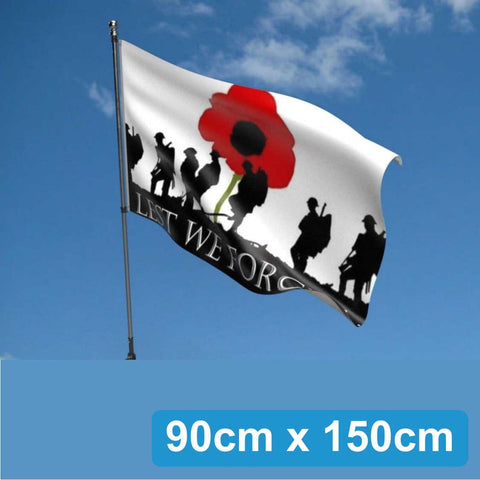 ANZAC Day Flag Poppy Flag Lest We Forget Flag 90cmx150cm