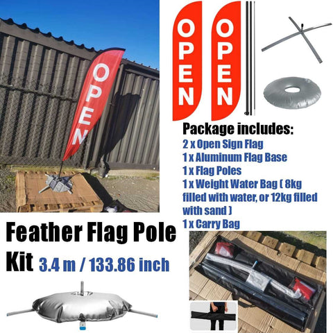 Footpath Sign Open Feather Flag Kits Signage Stand 3.4M