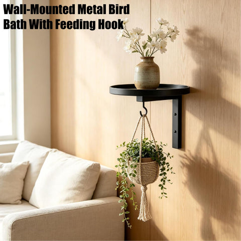 Metal Bird Bath Basin Bird Feeder Station Balcony Patio Garden Decor