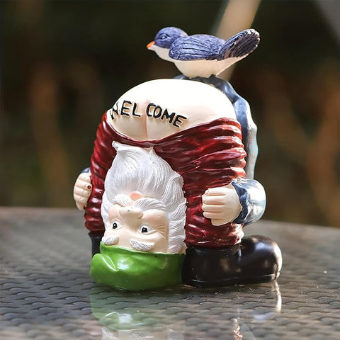 Garden Outdoor Ornament Decorations Large Naughty Gnome Bird Welcome Statue