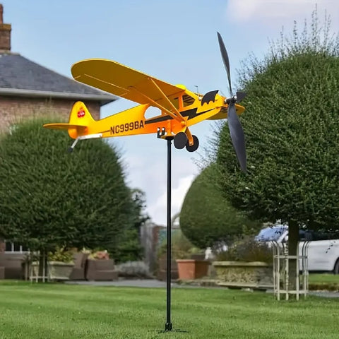 Large 3D Airplane Metal Weather Vane Wind Spinners Garden Stake Decorations