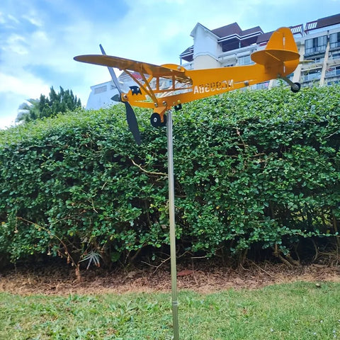 Large 3D Airplane Metal Weather Vane Wind Spinners Garden Stake Decorations