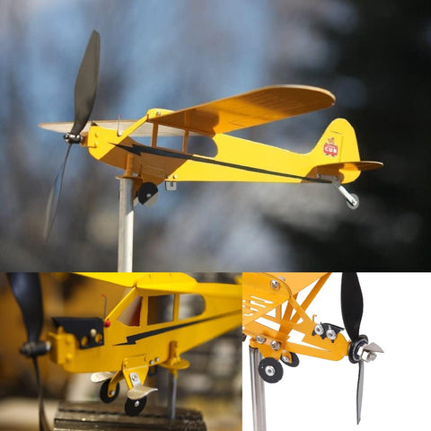 Large 3D Airplane Metal Weather Vane Wind Spinners Garden Stake Decorations