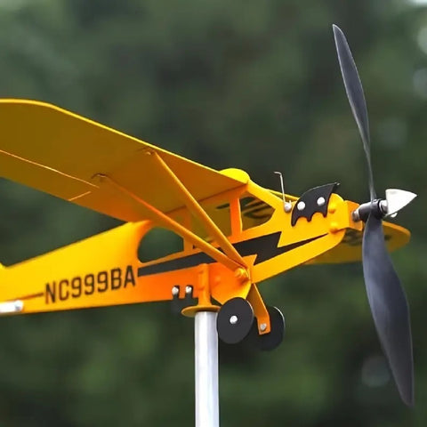 Large 3D Airplane Metal Weather Vane Wind Spinners Garden Stake Decorations