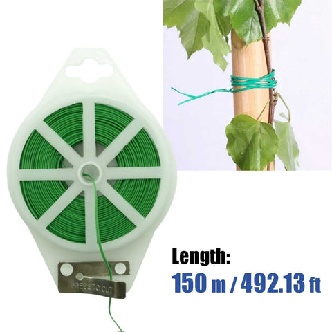 150M Green Garden Plant Twist Ties Plant Support Climbing Trellis Stakes Clips