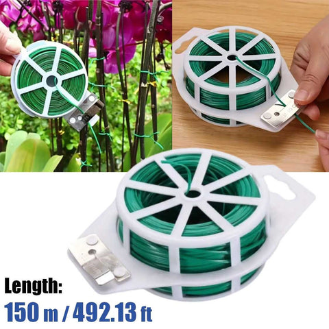 150M Green Garden Plant Twist Ties Plant Support Climbing Trellis Stakes Clips
