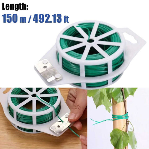 150M Green Garden Plant Twist Ties Plant Support Climbing Trellis Stakes Clips