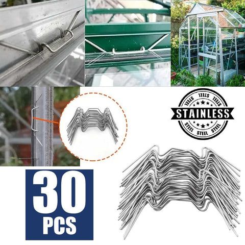 Greenhouse Glazing Wire Clips W Type Stainless Steel Clips 30Pcs